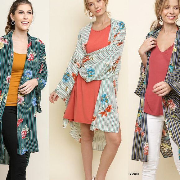 Umgee Drape Cardigan Fringe Shawl Kimono Duster - Picture 4 of 4